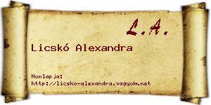 Licskó Alexandra névjegykártya