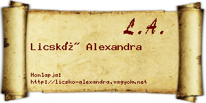 Licskó Alexandra névjegykártya